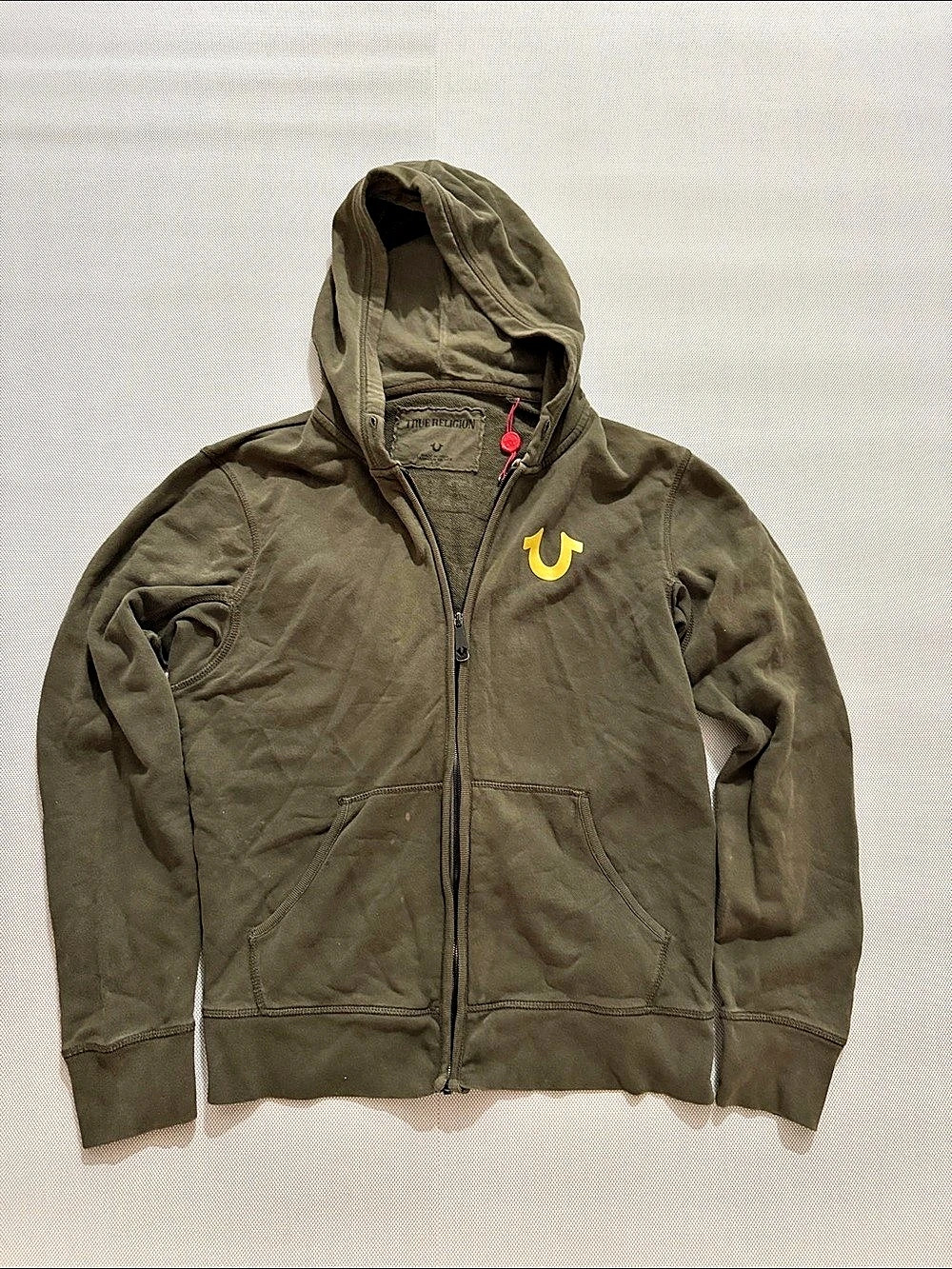 True Religion Metallic City Buddha Zip Hoodie Olive Zip Hoodie Size Small